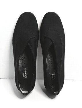 Ros Hommerson Marion Black Slip-on Low Heel Leather Shoes Size 8 Career Staple